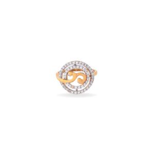 22KT Yellow Gold Twirl Shaped Dazzling Finger-Ring