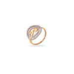 22KT Yellow Gold Twirl Shaped Dazzling Finger-Ring