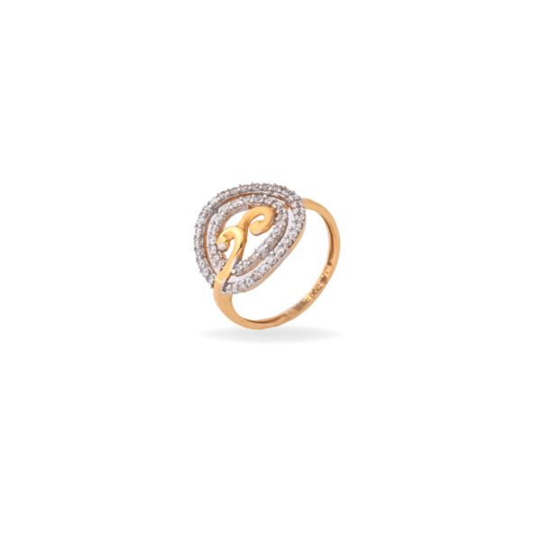 22KT Yellow Gold Twirl Shaped Dazzling Finger-Ring