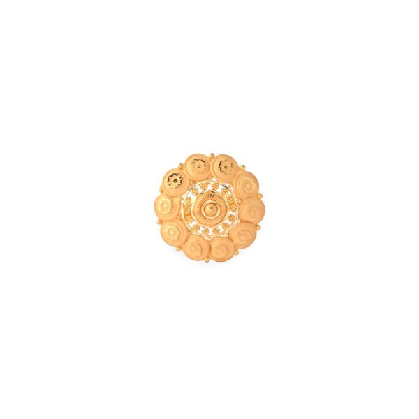 22KT Gold Circular Floral Medallion Ring for Women