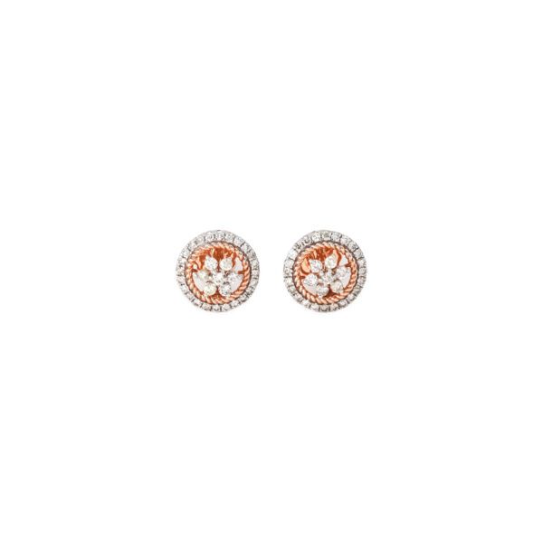 ROUND FLOWER EARRINGS DIAMOND