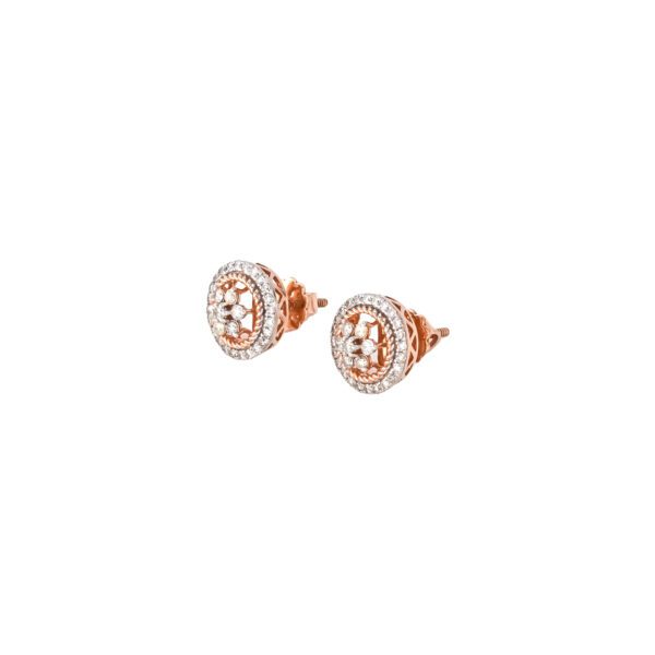 ROUND FLOWER EARRINGS DIAMOND