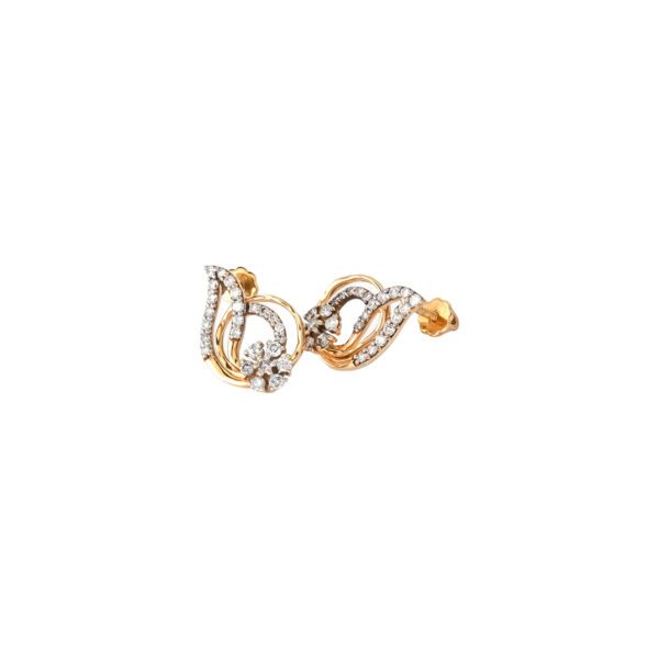 Yellow Gold Floral Diamond Stud Earrings Elegant Swirl Design for Women