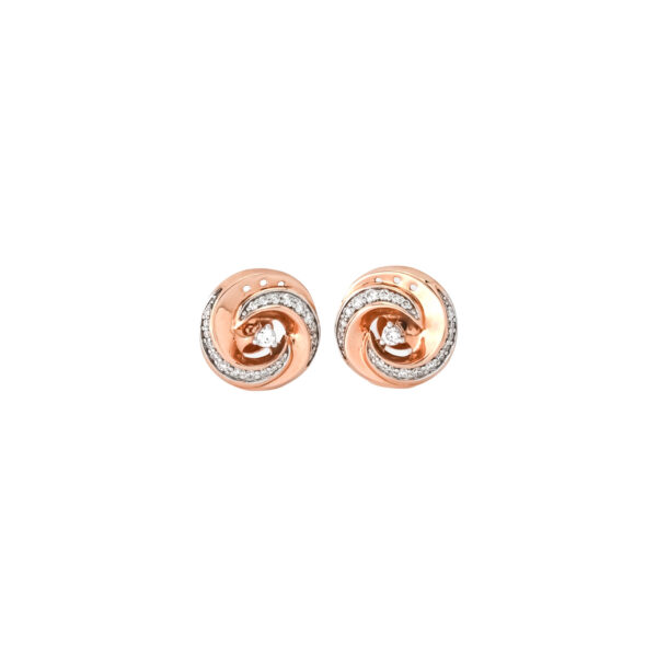 Rose Gold Swirl Diamond Stud Earrings