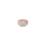 Men's Two-Tone Rose Gold and Silver Square Diamond Ring