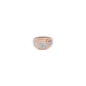 Men's Two-Tone Rose Gold and Silver Square Diamond Ring