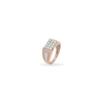 Men's Rose Gold and Silver Diamond Accent Ring with Geometric Detailing