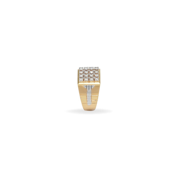Men's Yellow Gold and Silver Diamond Square Cluster Ring