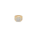 Men's Yellow Gold and Silver Diamond Square Cluster Ring