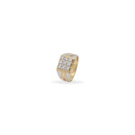 Men's Yellow Gold and Silver Diamond Square Cluster Ring