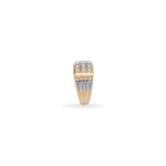 Men’s Gold & Silver Diamond Ring, 9-Stone Square Cluster Luxury Statement Band