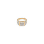 Men’s Gold & Silver Diamond Ring, 9-Stone Square Cluster Luxury Statement Band