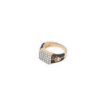 Luxury Diamond Ring with Rolex Crown Emblem Textured Design