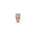 Men's Rose Gold Diamond Ring, Square Cluster Design with Geometric Detailing