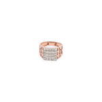Men's Rose Gold Diamond Ring, Square Cluster Design with Geometric Detailing