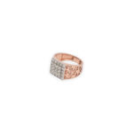Men's Rose Gold Diamond Ring, Square Cluster Design with Geometric Detailing
