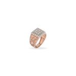 Men's Rose Gold Diamond Ring, Square Cluster Design with Geometric Detailing
