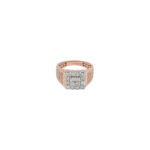 Men's Rose Gold Diamond Cluster Ring with Geometric Side Design