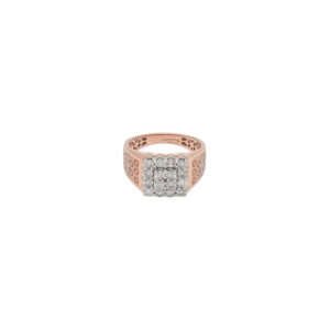 Men's Rose Gold Diamond Cluster Ring with Geometric Side Design