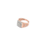 Men's Rose Gold Diamond Cluster Ring with Geometric Side Design