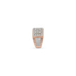 Men's Rose Gold Diamond Ring with Square Cluster and Two-Tone Band
