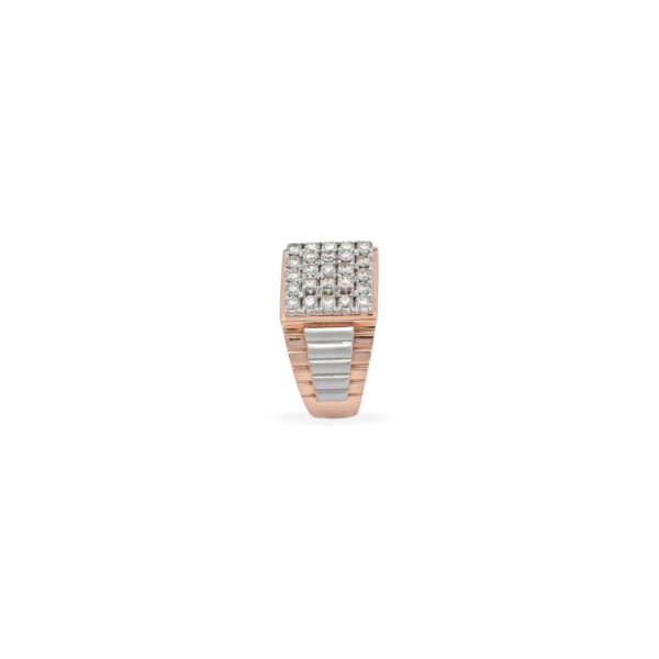 Men's Rose Gold Diamond Ring with Square Cluster and Two-Tone Band