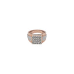 Men's Rose Gold Diamond Ring with Square Cluster and Two-Tone Band