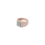 Men's Rose Gold Diamond Ring with Square Cluster and Two-Tone Band