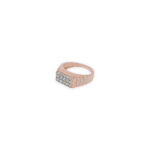 Men's Rose Gold Rectangle Diamond Ring with Vertical Accent Lines