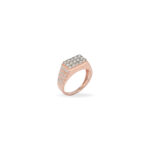 Men's Rose Gold Rectangle Diamond Ring with Vertical Accent Lines