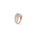 Men's Rose Gold Diamond Ring with Honeycomb Side Design