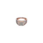 Men's Rose Gold Diamond Ring with Honeycomb Side Design