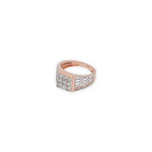 Men's Rose Gold Diamond Ring with Honeycomb Side Design
