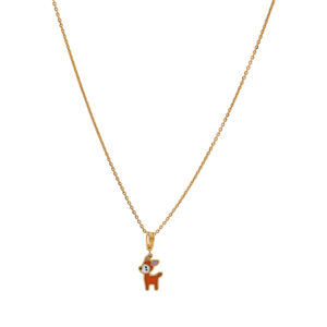 Cute Enamel Deer Pendant Necklace- Animal Charm Jewelry