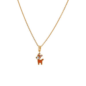 Cute Enamel Deer Pendant Necklace- Animal Charm Jewelry