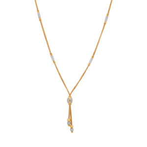 Gold-Plated Lariat Necklace with Dual-Tone Beads