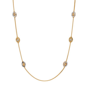Gold-Plated Long Chain Necklace with Designer Circular Accents