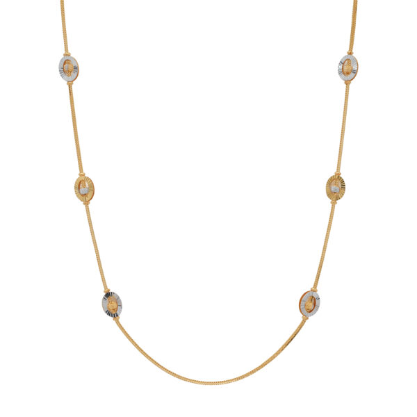 Gold-Plated Long Chain Necklace with Designer Circular Accents