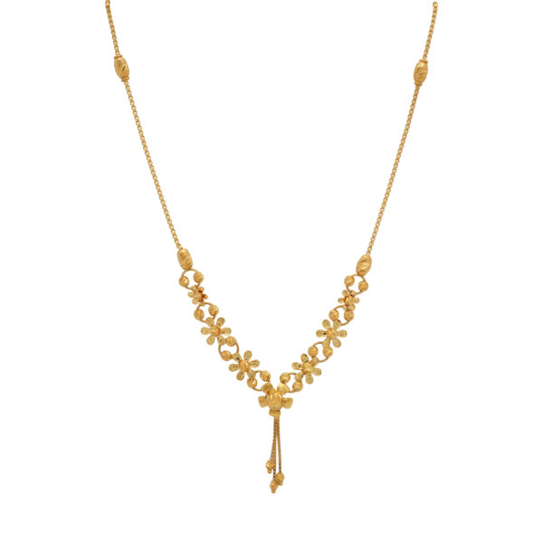 Floral Gold Necklace with Adjustable Drop