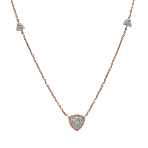 Diamond Kitty Pendant Necklace in Rose Gold