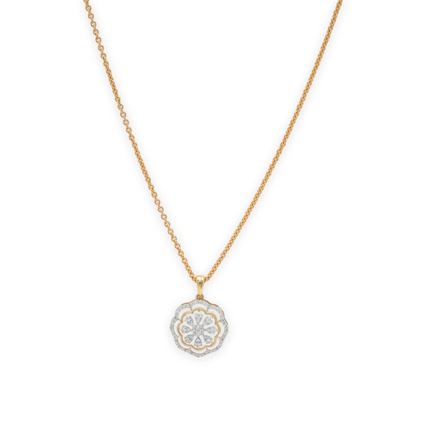 Gold Diamond Pendant Set with Floral Motif
