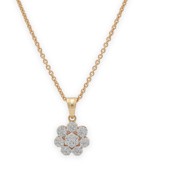 Floral Diamond Pendant Set in Yellow Gold