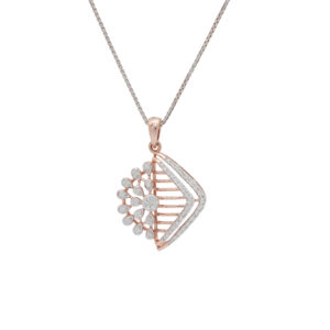 Contemporary Floral Diamond Pendant Set