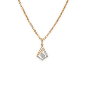 Modern Gold & Diamond Pendant Set with Earrings