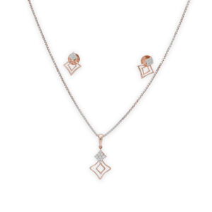 Chic Rose Gold Diamond Pendant Set with Modern Geometric Design