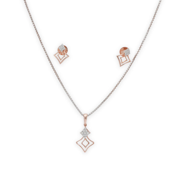 Chic Rose Gold Diamond Pendant Set with Modern Geometric Design