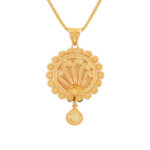 Traditional 22KT Gold Pendant Set with Intricate Floral Motif