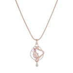 Rose Gold Pendant with Pink Accent and Diamond Floral Detailing