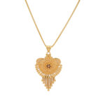 Traditional Gold Pendant with Floral Center and Hanging Tassels