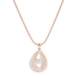Rose Gold Teardrop Pendant Set with Mint Stone and Diamond Accents